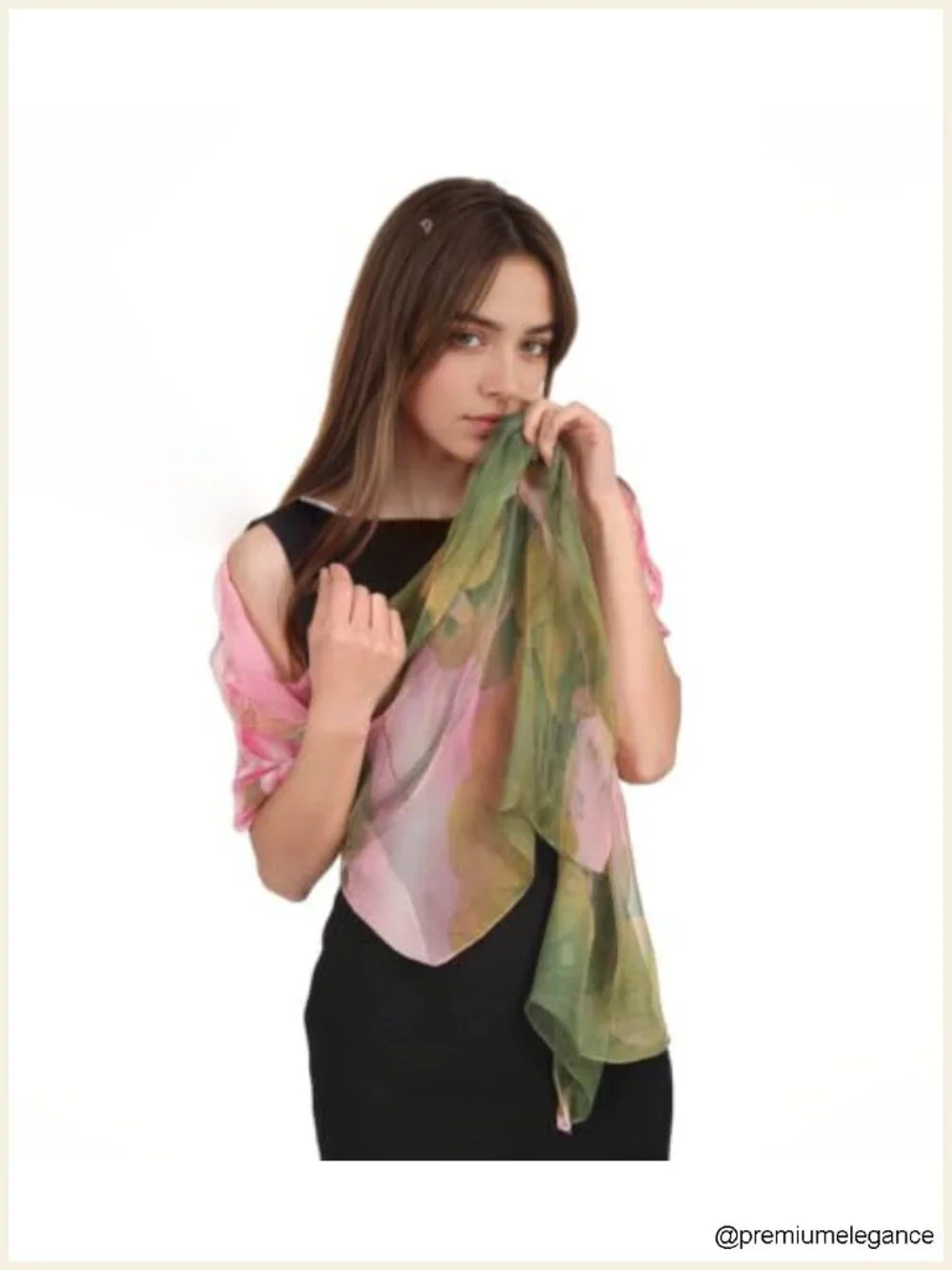 Lightweight Floral Print Scarf Women Silk Feeling Soft